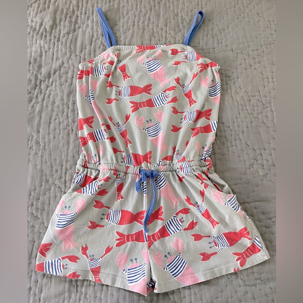 Mini Boden Girls’ Lobster Print Drawstring Waist Shorts Romper 11-12 Year Cotton